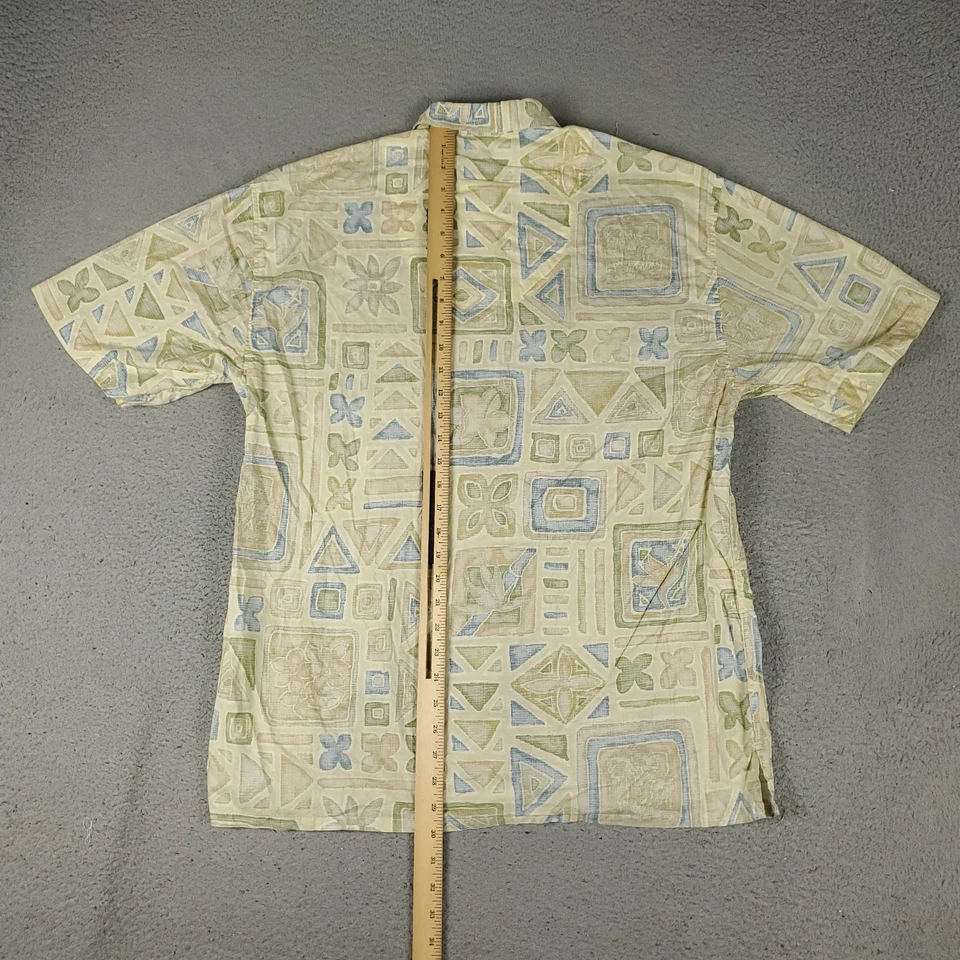 Bamboo Cay Shirt Mens Size Medium Yellow Geometric Beach Button Up Short Sleeve* - Imagem 4 de 4