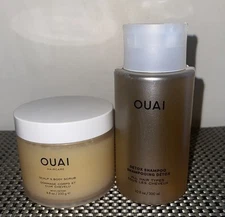 2 Set Gift New OUAI Haircare SCALP & BODY SCRUB 8.8 oz/DETOX SHAMPOO 10 Oz