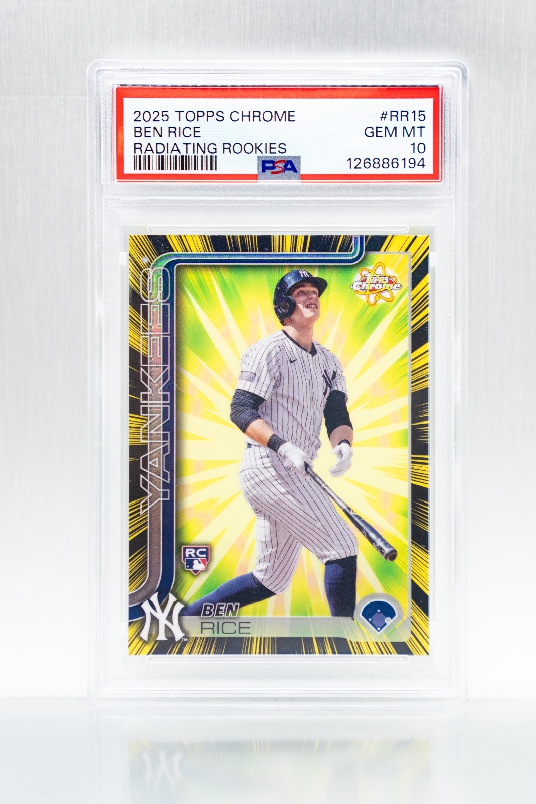 2025 Topps Chrome - Radiating Rookies Ben Rice - RC - PSA 10