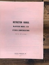Mcintosh C20 C-20 Preamp / Preamplifier Owner / User Manual Original 