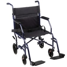 Transport Wheelchair With 19 inch Seat, Folding Transport Chair with Foot Res...