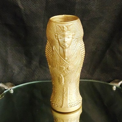 Luxor Casino King Tut Glass Vase Gold Souvenir Egyptian Mummy Hand Blown Mexico
