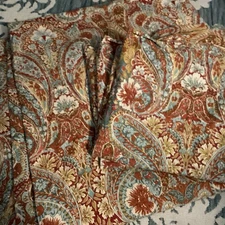 Pottery Barn Red BELLA PAISLEY Organic Cotton King Duvet Cover +3 Euro Shams