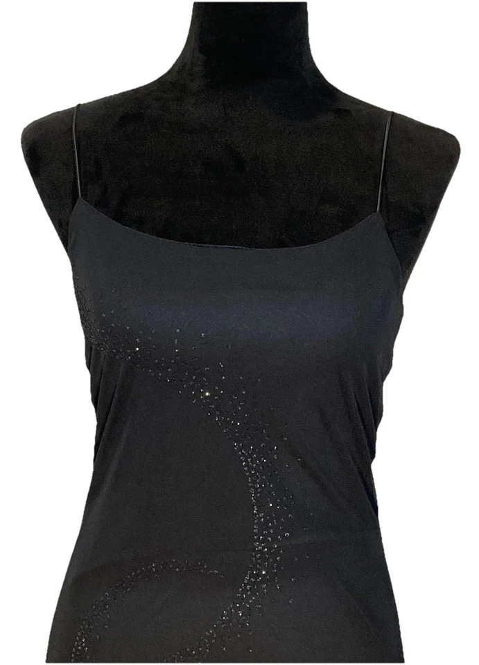 Vestido sin mangas vintage Byer Too midi con cuentas de hadas talla S negro de gasa Y2K Foto 2 de 4
