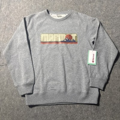 Marmot Sweatshirt Mens Small NWT Heather Gray Montane Crew Neck Logo Spellout