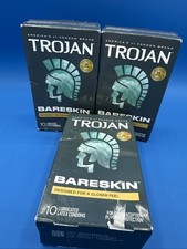 LOT of 3 Trojan Condoms - BareSkin Lubricated Latex Condoms - 10 count 2030