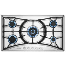36 in. Gas Stove Cooktop with 5 Sealed Burners-Heavy Duty Continuous Grates-N...