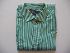 Polo Ralph Lauren Green White Stripe Button Shirt Regent Classic Fit 16 1/2-35