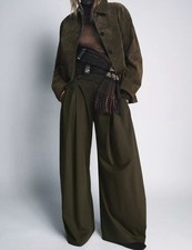 ZARA ZW COLLECTION PLEATED VOLUME PANTS Olive green  9264/041/515