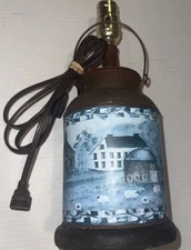 Vintage Milk Can Table Lamp Galvanized Metal Country Primitive Farmhouse