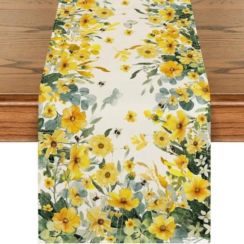 Flower Printed Table Runner Rectangle Vintage Tablecloth Dining Table Decor Mat - Picture 6 of 17