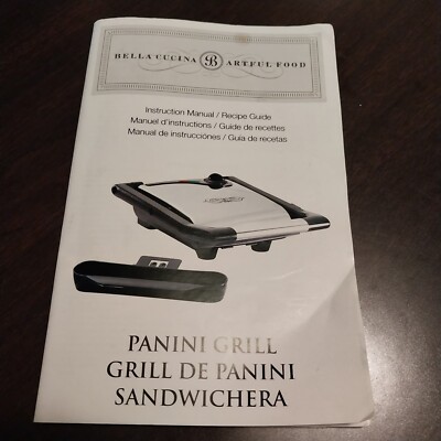 Bella Cucina Panini Grill Instruction Manual English Spanish