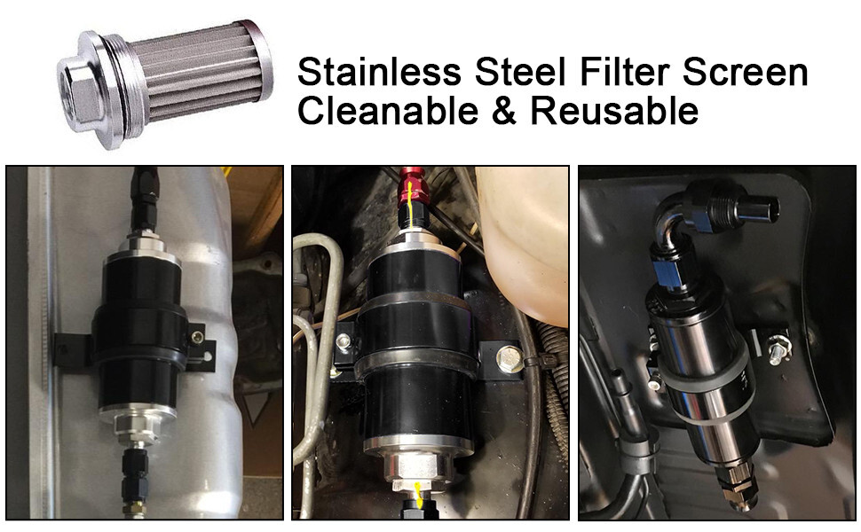 Hiwowsport Inline 100 Micron Fuel Filter 6AN 8AN 10AN Adapter Universal