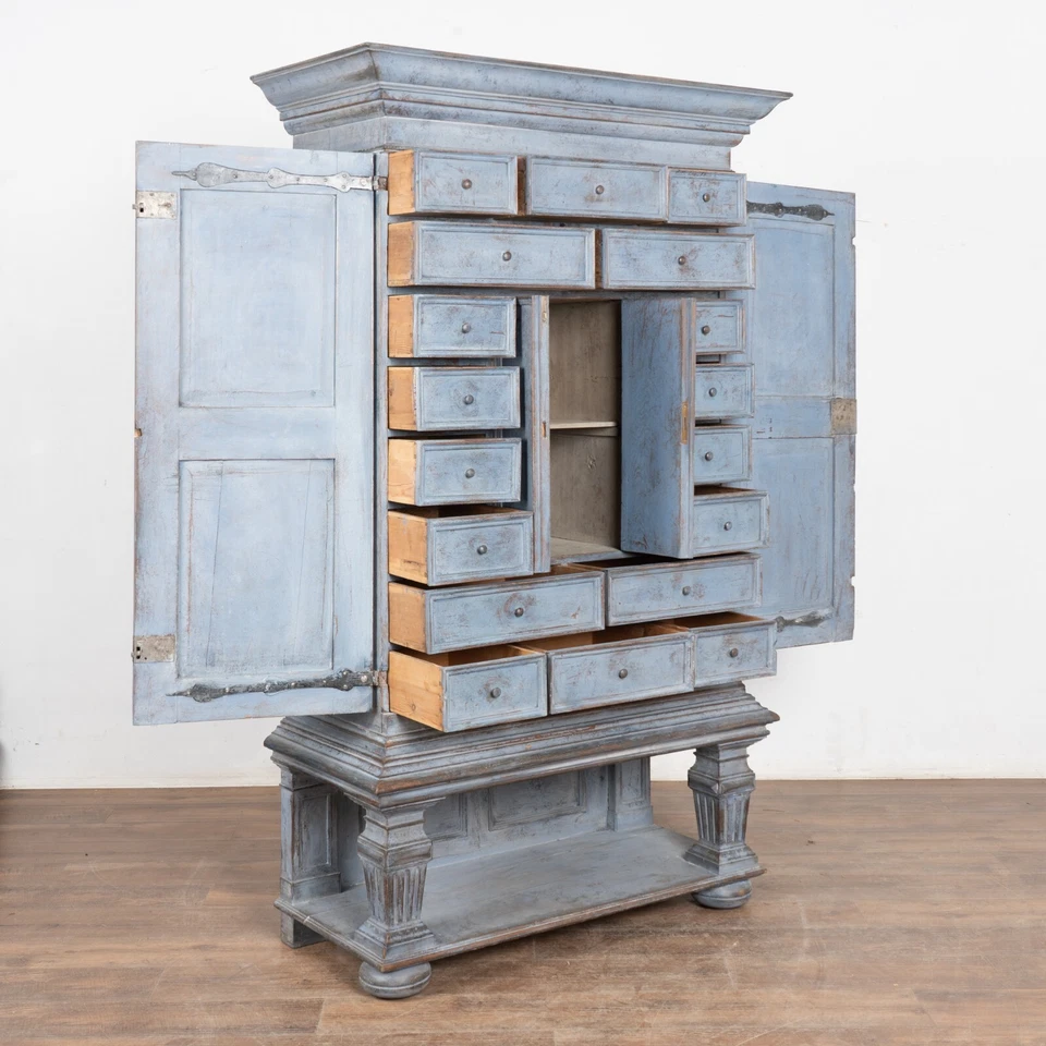 Early 19th Century Swedish Blue Painted 18 Drawer Cabinet - Image 2 of 4