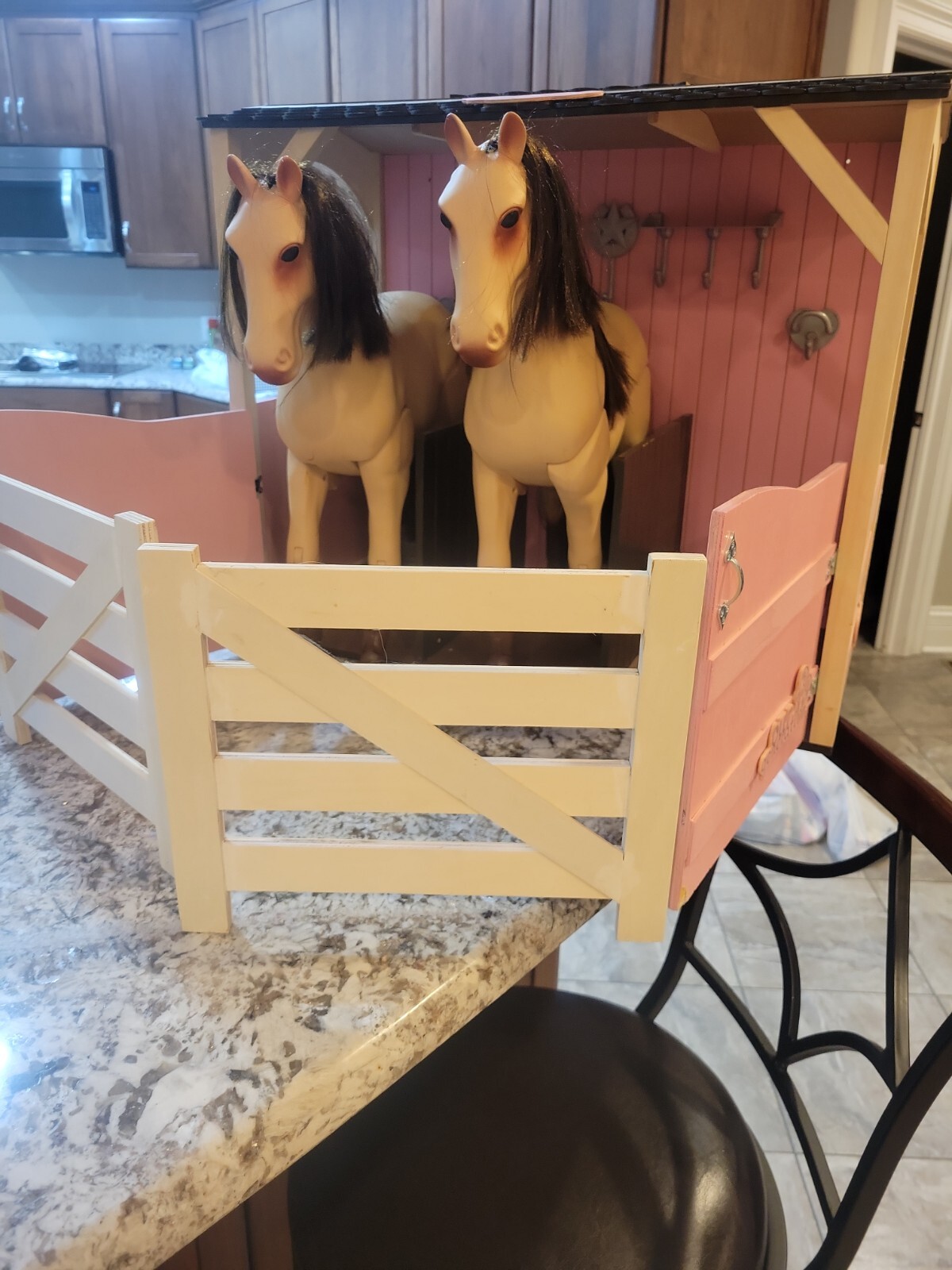 Our Generation Horse Barn Stable Playset W/2 Horses Pink eBay