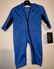 NWT Nike Baby One Piece 9M Blue Dri-Fit Therma Newborn Jumpsuit Hoodie