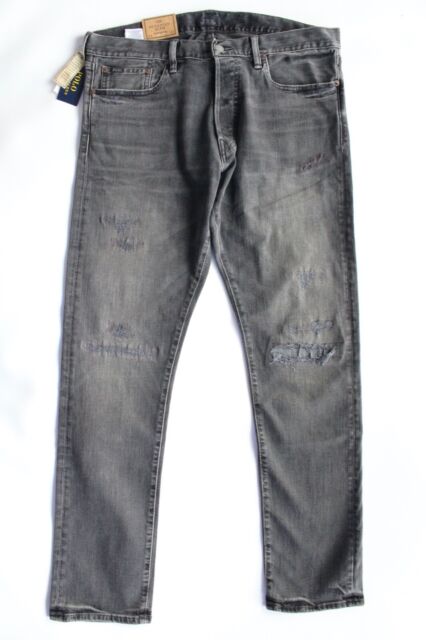 Polo Ralph Lauren Sullivan Slim Straight Stretch Grey Distressed Jeans ...