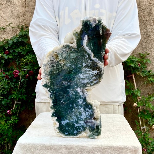 4,6 libbre grande agata naturale acqua erba quarzo fetta lucidatura guarigione meditazione - Foto 13 di 16