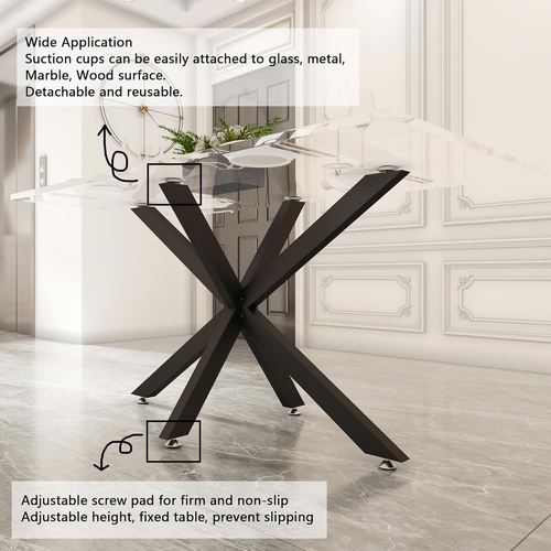 30 Inch Modern Table Base Metal Dinning Table Legs with Suction Cups, Heavy Duty - Picture 2 of 9