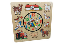 Puzzle Uhr Holzpuzzle Bauernhof Kinderpuzzle Puzzles Zahlen Clown Lernspiel Hund