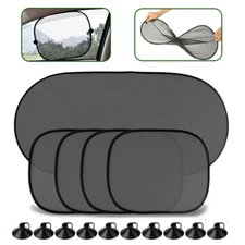 5PCS Car Window Shades Side Rear Sun Shade Mesh Cover UV Protection Glare Shield