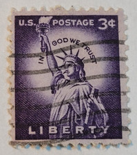 U.S. Postage ~ Statue of Liberty ~ Cancelled/Posted ~ 3¢ Purple Stamp - C41