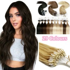 Micro Ring Loop Hair Extensions Real Human Hair Silicone Micro Beads Links Hair