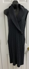 Calvin Klein Shawl Collar Cable Knit Sweater Dress Gray Size Medium 
