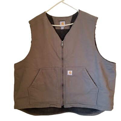 Carhartt 3XL Washed Duck Green Canvas Chore Vest Sherpa