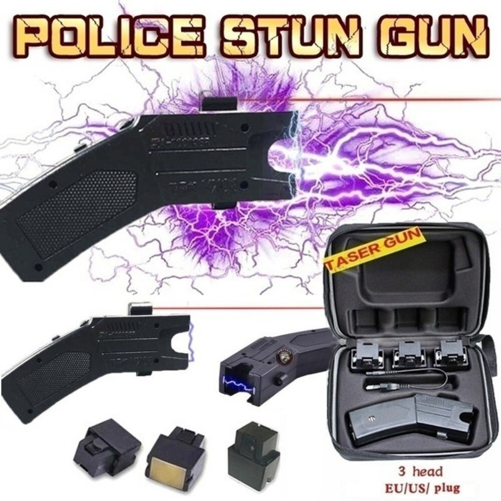 Black Stun Gun Powerful Heavy Duty Stun Gun Self Defense LED Flashlight