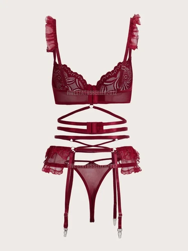 Rot Sexy Unterwäsche Spitze Negligee Babydoll Teddy Dessous BH Tanga Set Geschenk - Bild 66 von 84