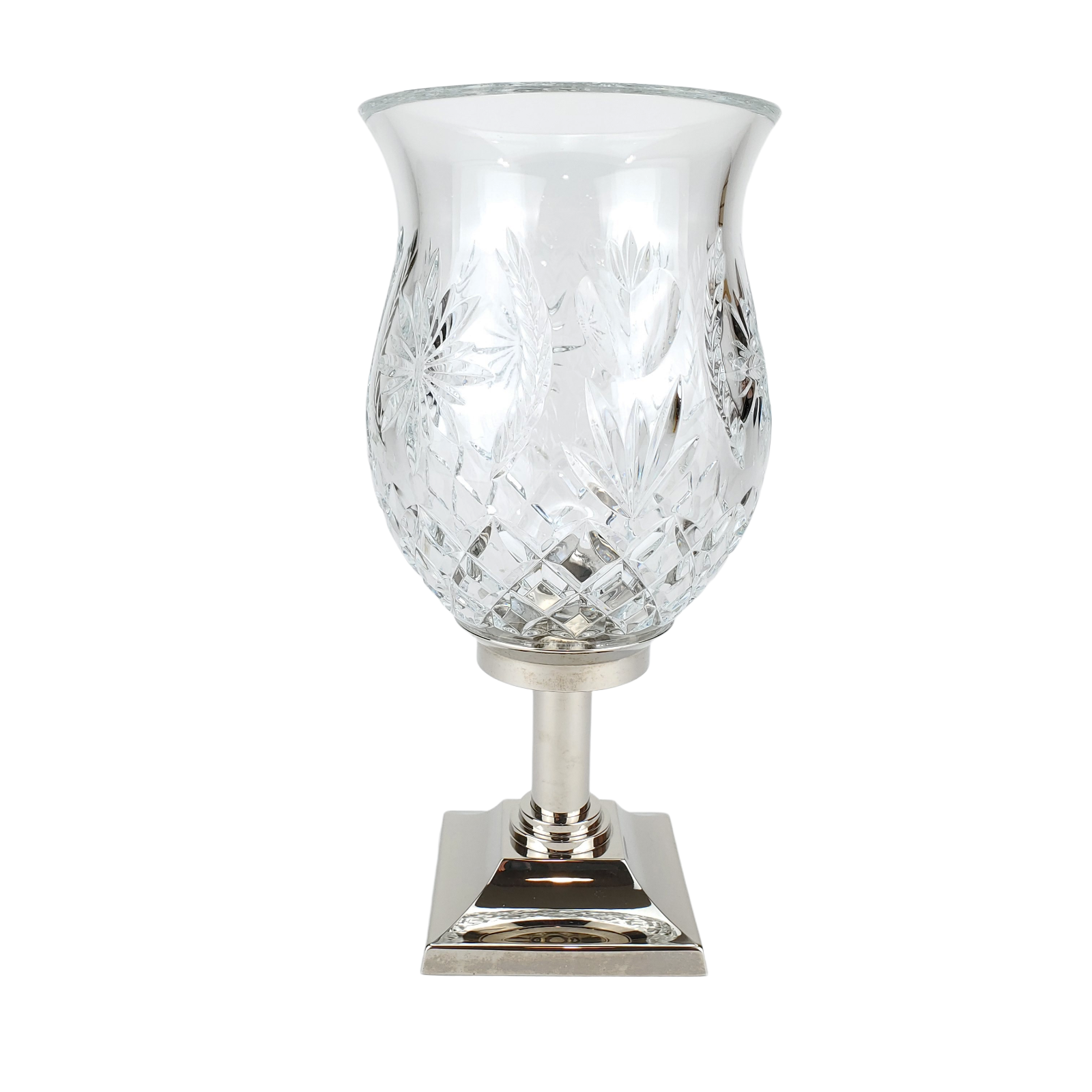 Waterford Crystal Hurricane Lamp Candle Holder Silver Base 11" eBay