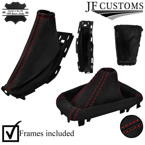 Aforce Auto Real Leather Manual Gear & Handbrake Gaiters Set With Red Stitch For BMW Z4 E85 E86 (2002-2008)