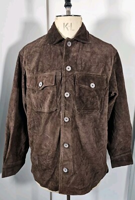 Vintage GAP Leather Overshirt Jacket Men's Small/Medium Brown Trucker Suede