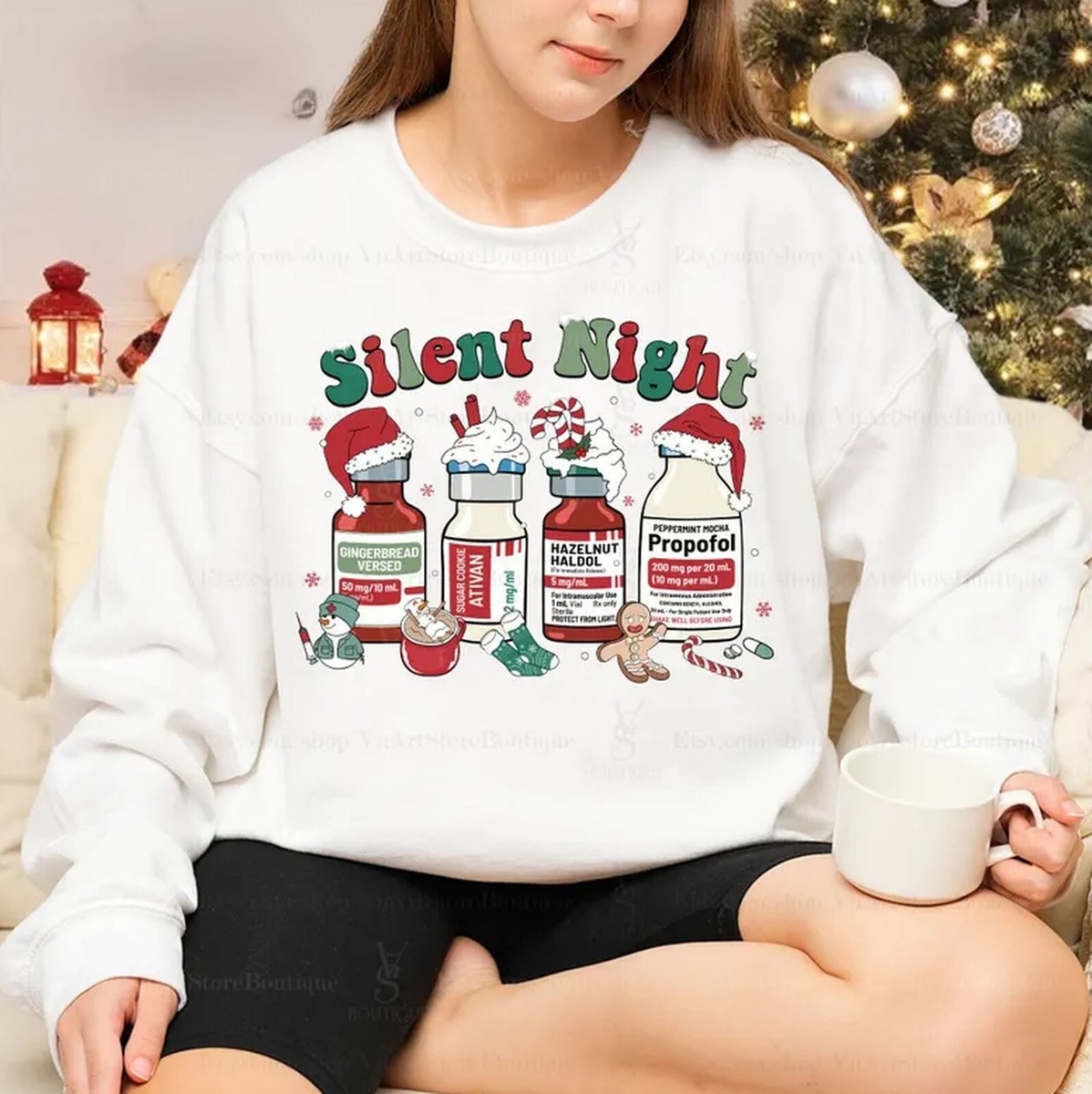 ICU Nurse Silent Night Christmas Sweatshirt, Medical Holiday Nurse