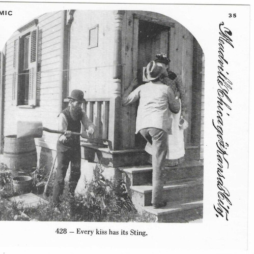 Every Kiss Has Its Sting (Father With Shovel), 1978 Reproduction Stereoview