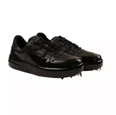NWT 424 ON FAIRFAX Black Wax Dipped Low Top Sneakers Size 42 $790 Sz 8.5 US 