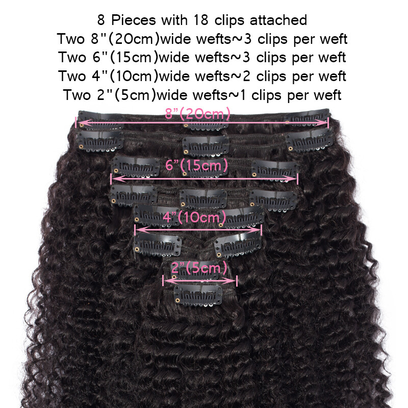 8A Brazilian Virgin Human Hair Extensions Clip In Afro Kinky  display picture 1
