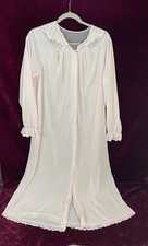 Vtg Shadowline Long Petal Pink Wedding lingerie Granny Core Nightgown Robe M