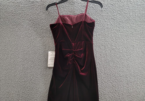 Xscape Petite Velvet Bustier Sleeveless Side-Slit Gown Women's 6P Burgundy - Picture 10 of 16