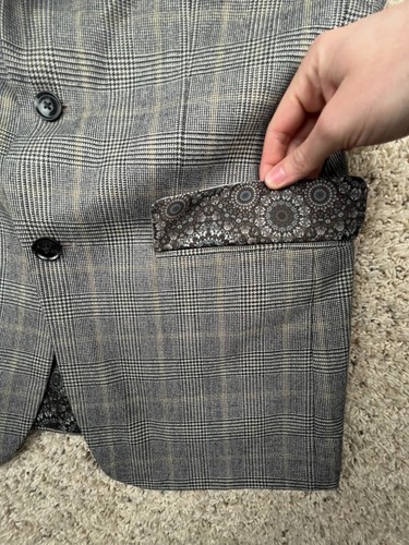 NWT $425 Tallia Wool Blend Suit Size 40R Plaid Beige Lined Single Breasted Men - Picture 12 of 18