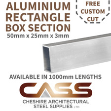 50mm x 25mm x 3mm ALUMINIUM RECTANGLE SECTION - 1000mm LENGTHS - FREE CUSTOM CUT