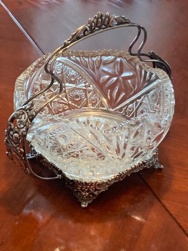 c1890 Antique Pair Point Quad Plated Wedding Gift Bridal Basket Great Specimen - Picture 10 of 23
