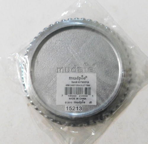 Arm Candy Silver Bracelet Tray With Beaded Edge By Mudpie - Picture 3 of 4
