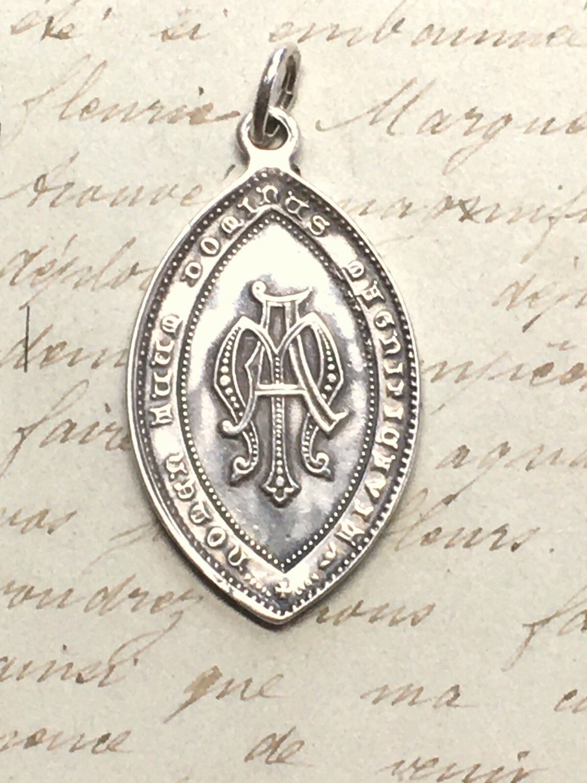 Our Lady of Lourdes Virgin Mary Medal - Sterling Silver Antique Replica ...