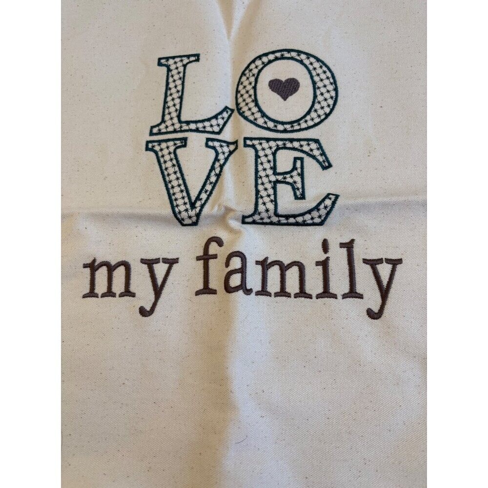 Thirty One NEW Love My Family Canvas Pillow Cover NO pillow included Cream Color