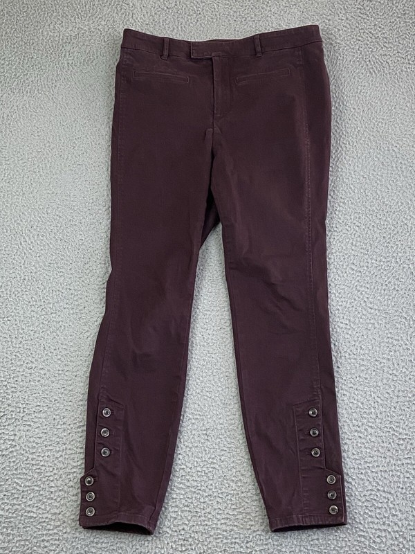 By Anthropologie Pants Brushed Cotton Stretch Pockets Sz 8 EXC in Eggplant Mocha