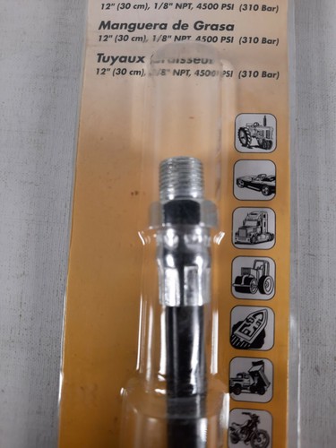 LUMAX LX-1201 BLACK 12" 1/8" NPT 4500 PSI THERMOPLASTIC GREASE HOSE - Picture 3 of 5