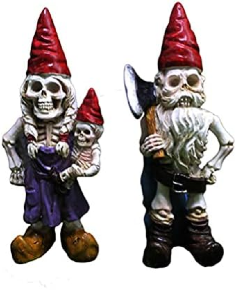 Garden GNOME Horror Skeleton Dwarf Couple Garden Statue Family Dwarf Sculpture H
