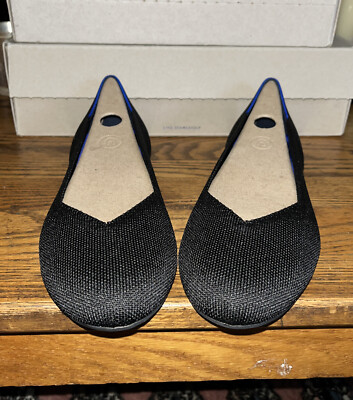 Rothy s Round Toe Black Knit Ballet Flats Size 9 NEW